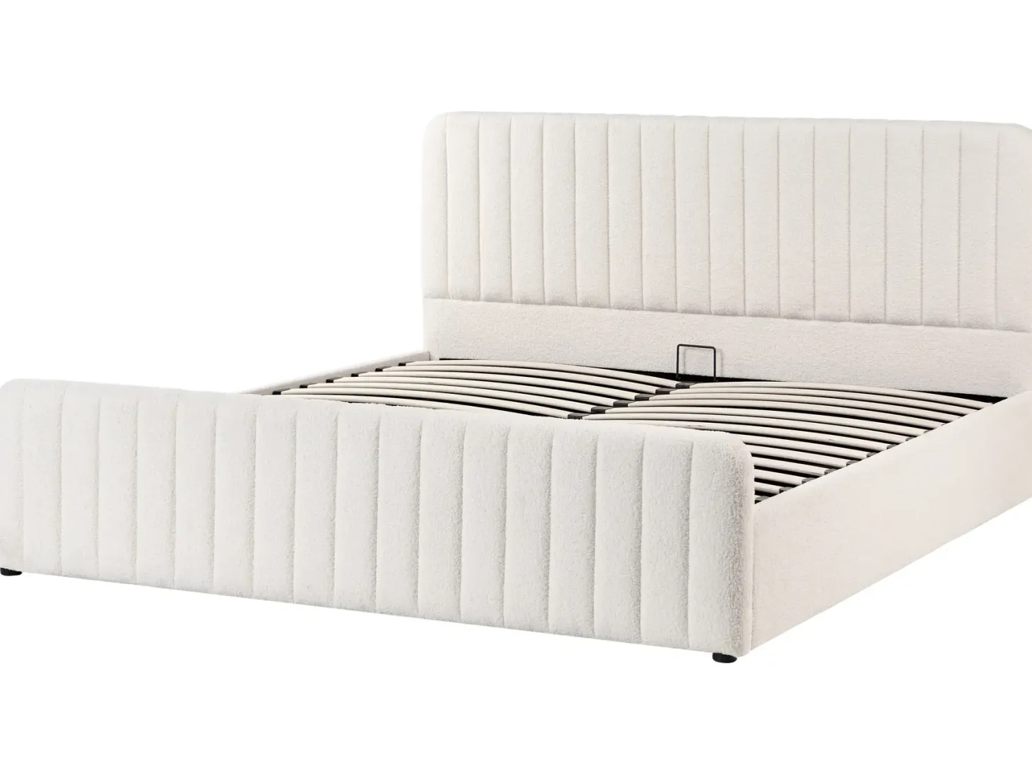 Seng med opbevaring LUNAN Boucle Hvid 180 x 200 cm