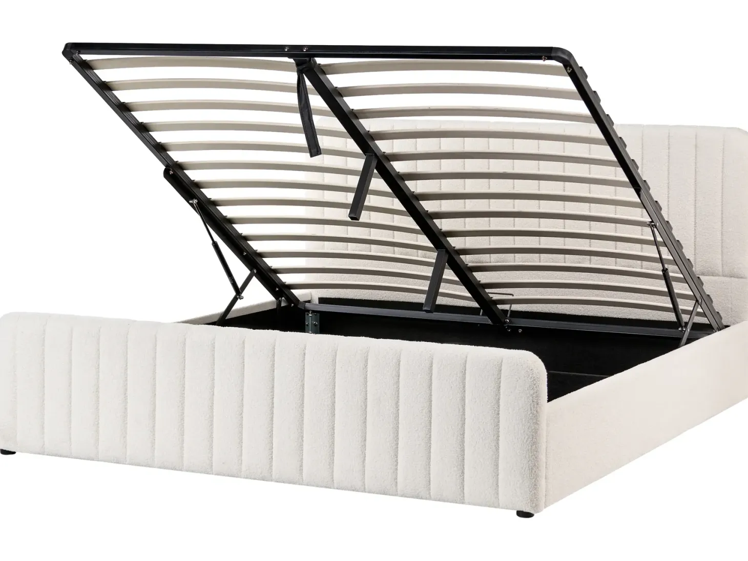 Seng med opbevaring LUNAN Boucle Hvid 180 x 200 cm