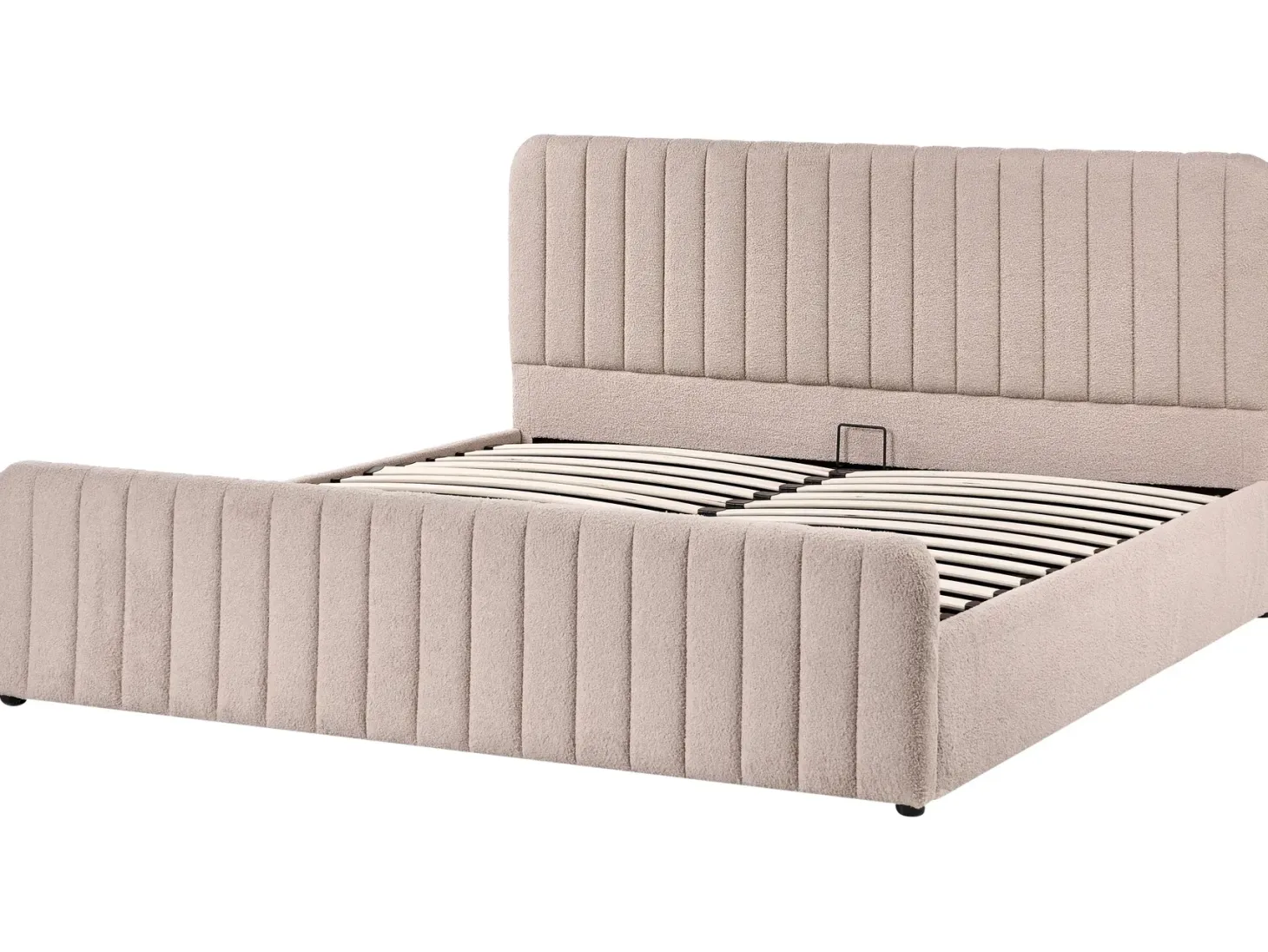 Seng med opbevaring LUNAN Boucle Beige 180 x 200 cm