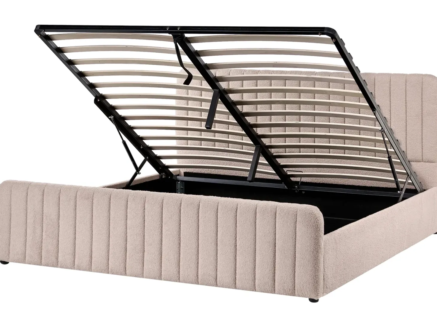 Seng med opbevaring LUNAN Boucle Beige 180 x 200 cm