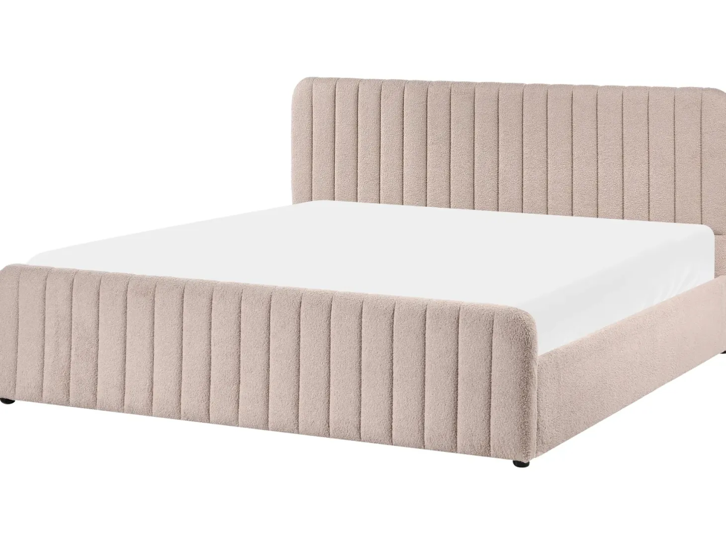 Seng med opbevaring LUNAN Boucle Beige 180 x 200 cm
