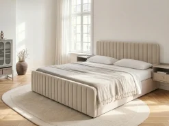 Seng med opbevaring LUNAN Velour Beige 180 x 200 cm
