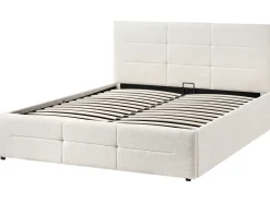Seng med opbevaring MASSOGNES Boucle Cremehvid 140 x 200 cm
