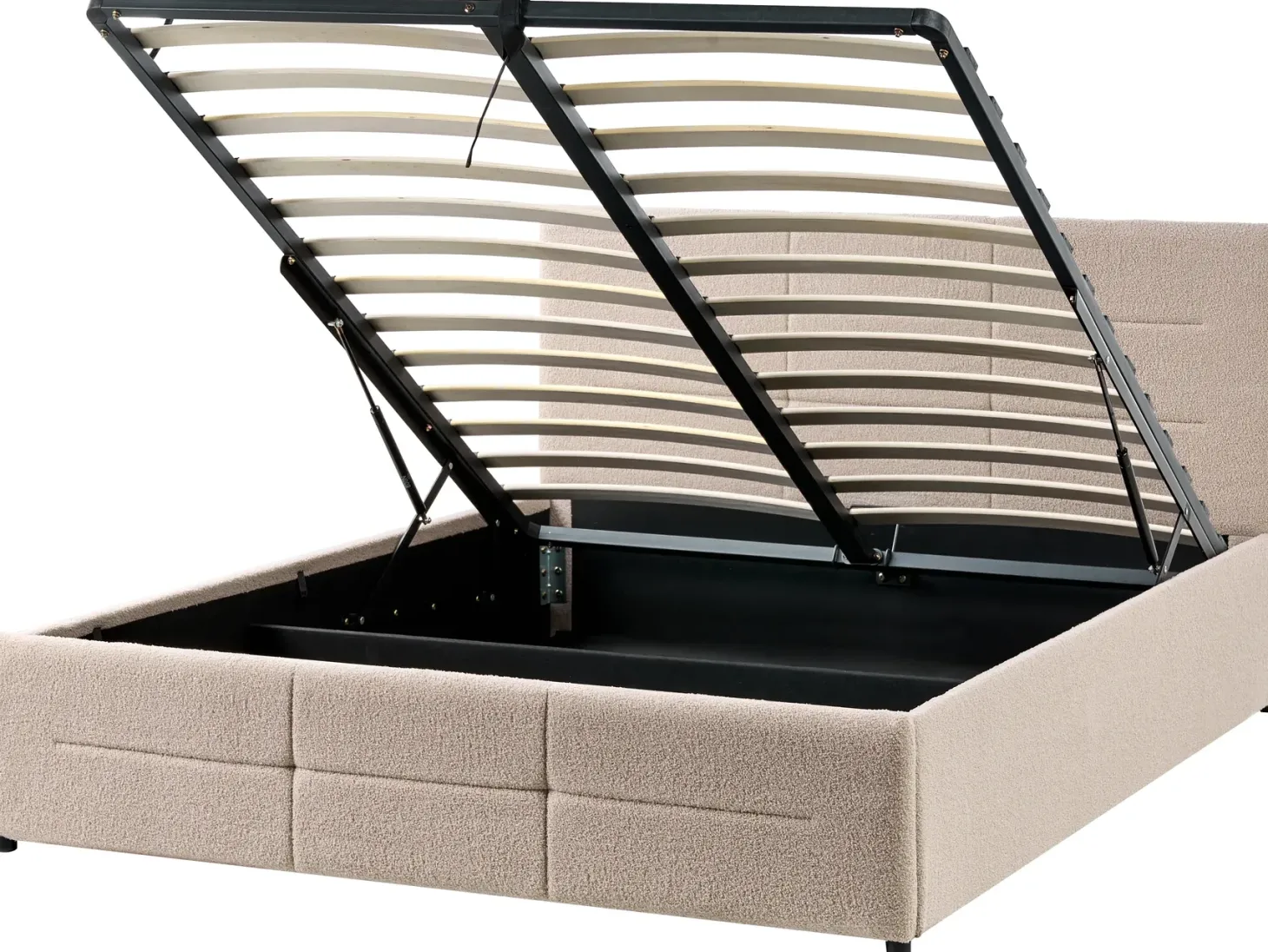 Seng med opbevaring MASSOGNES Boucle Beige 140 x 200 cm