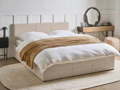 Seng med opbevaring MASSOGNES Boucle Beige 160 x 200 cm