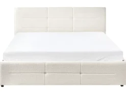 Seng med opbevaring MASSOGNES Boucle Cremehvid 160 x 200 cm