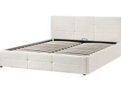 Seng med opbevaring MASSOGNES Boucle Cremehvid 180 x 200 cm