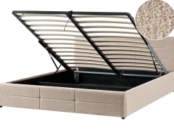 Seng med opbevaring MASSOGNES Boucle Beige 180 x 200 cm