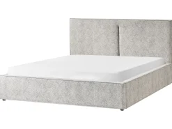 Seng med opbevaring MOISSAC Velourstrik Sort/hvid 180 x 200 cm
