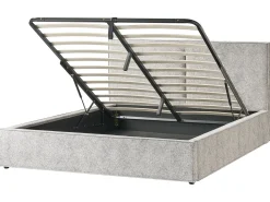 Seng med opbevaring MOISSAC Velourstrik Sort/hvid 180 x 200 cm
