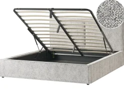 Seng med opbevaring MOISSAC Velourstrik Sort/hvid 180 x 200 cm