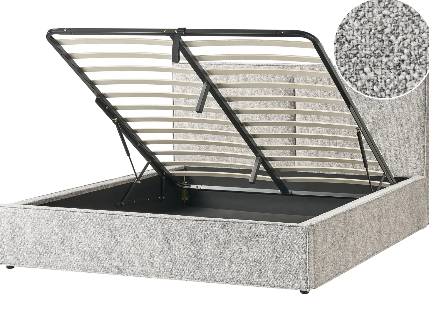 Seng med opbevaring MOISSAC Velourstrik Sort/hvid 180 x 200 cm