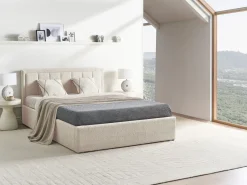 Seng med opbevaring MONTLAUR Boucle Beige 140 x 200 cm