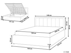 Seng med opbevaring MONTLAUR Boucle Hvid 140 x 200 cm