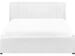 Seng med opbevaring MONTLAUR Boucle Hvid 140 x 200 cm