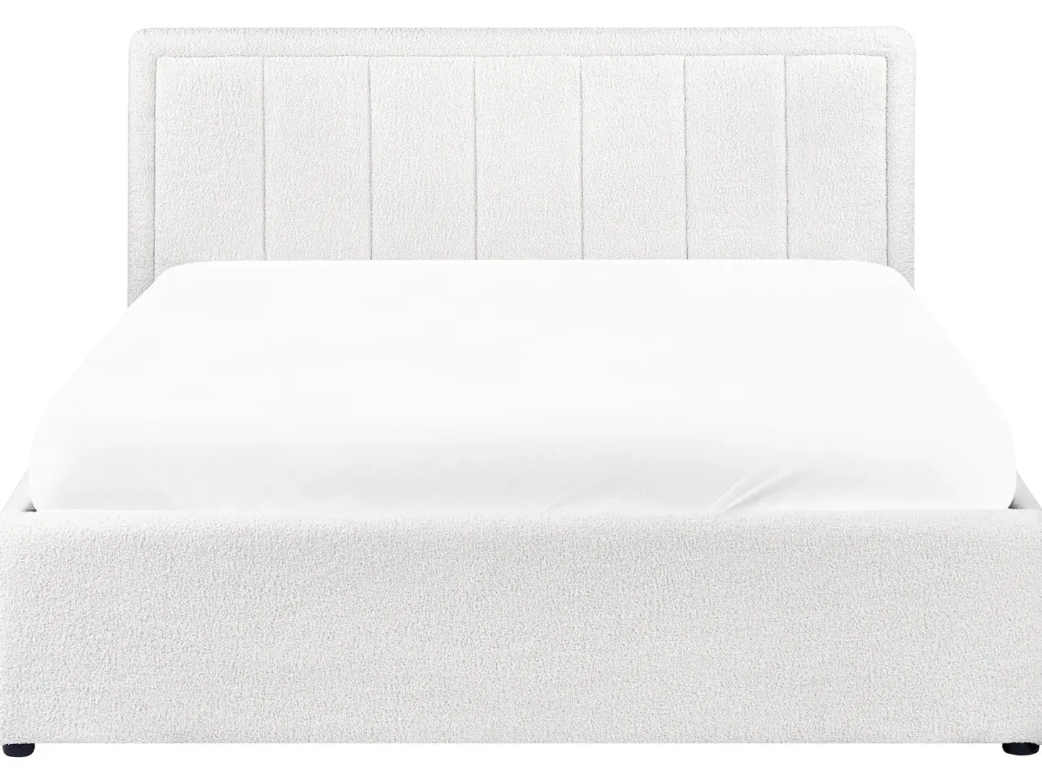 Seng med opbevaring MONTLAUR Boucle Hvid 140 x 200 cm
