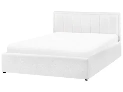 Seng med opbevaring MONTLAUR Boucle Hvid 140 x 200 cm