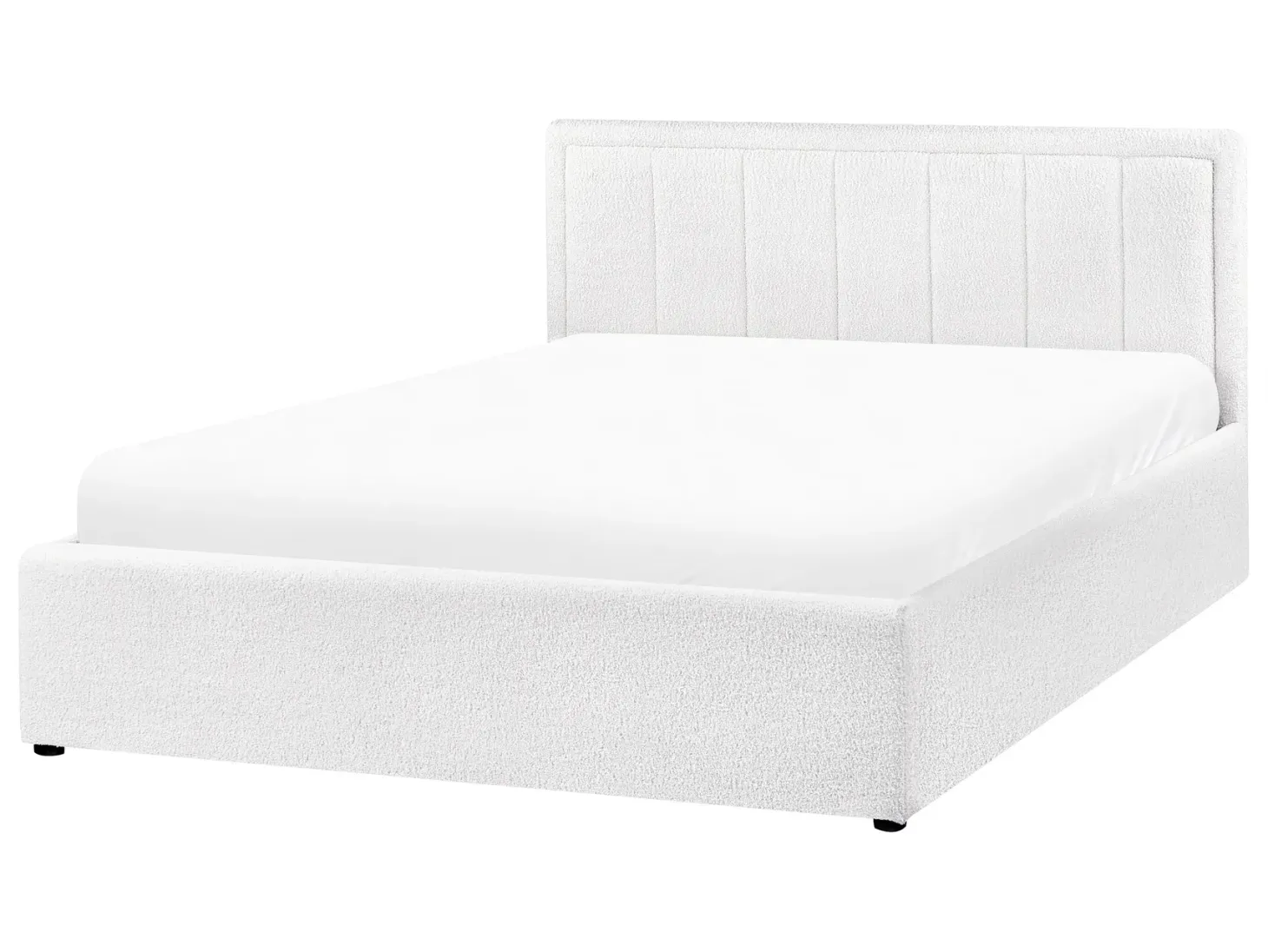 Seng med opbevaring MONTLAUR Boucle Hvid 140 x 200 cm