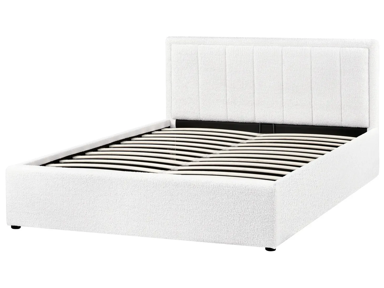 Seng med opbevaring MONTLAUR Boucle Hvid 140 x 200 cm