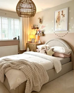Seng med opbevaring MOUZON Lys Beige 140 x 200 cm
