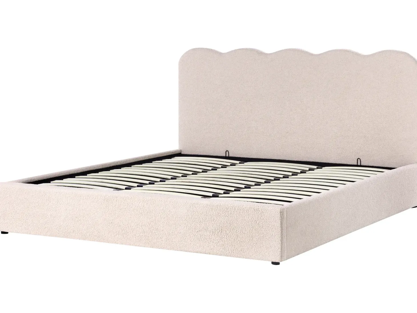 Seng med opbevaring NANTERRE Boucle Beige 180 x 200 cm