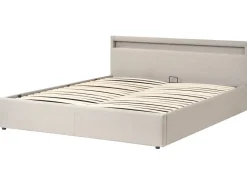 Seng med opbevaring og LED-lys ARMELLE Beige 180 x 200 cm