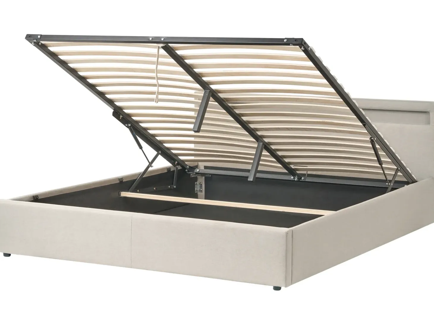 Seng med opbevaring og LED-lys ARMELLE Beige 180 x 200 cm