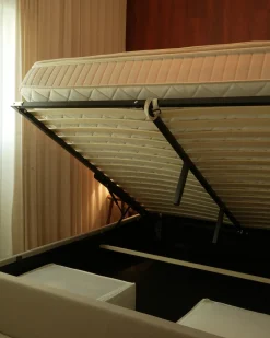 Seng med opbevaring og LED-lys ARMELLE Beige 180 x 200 cm