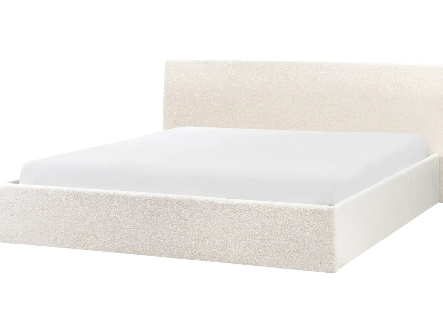 Seng med opbevaring ORBEY Boucle Cremehvid 180 x 200 cm