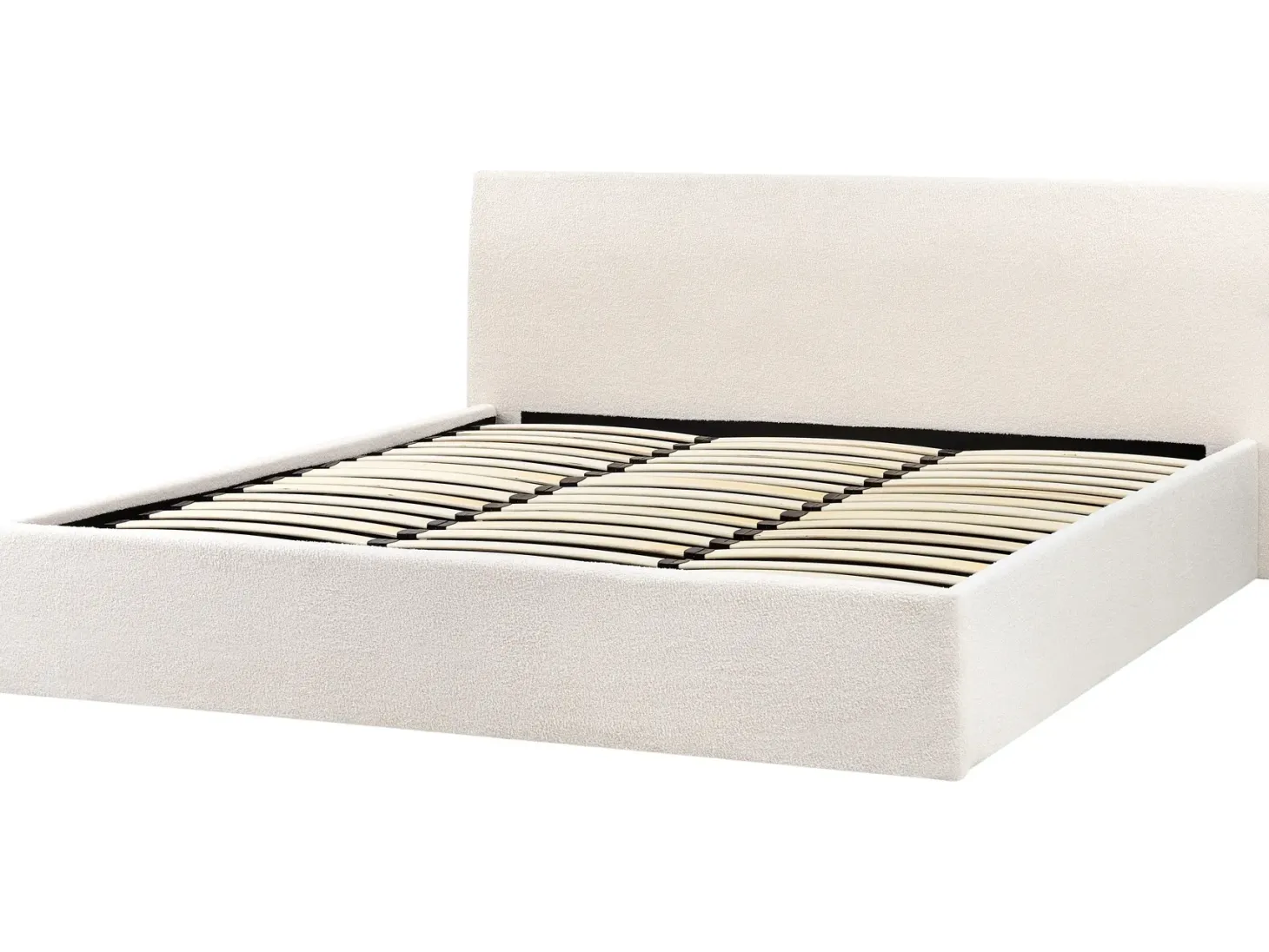 Seng med opbevaring ORBEY Boucle Cremehvid 180 x 200 cm