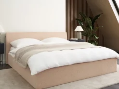 Seng med opbevaring ORBEY Boucle Beige 180 x 200 cm