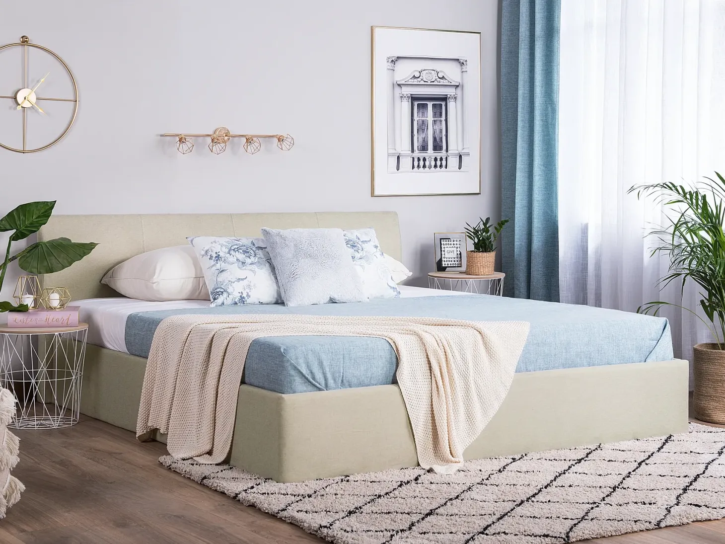 Seng med opbevaring ORBEY Lys Beige 180 x 200 cm