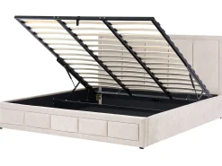 Seng med opbevaring QUIBERON Chenille Brungrå 180 x 200 cm