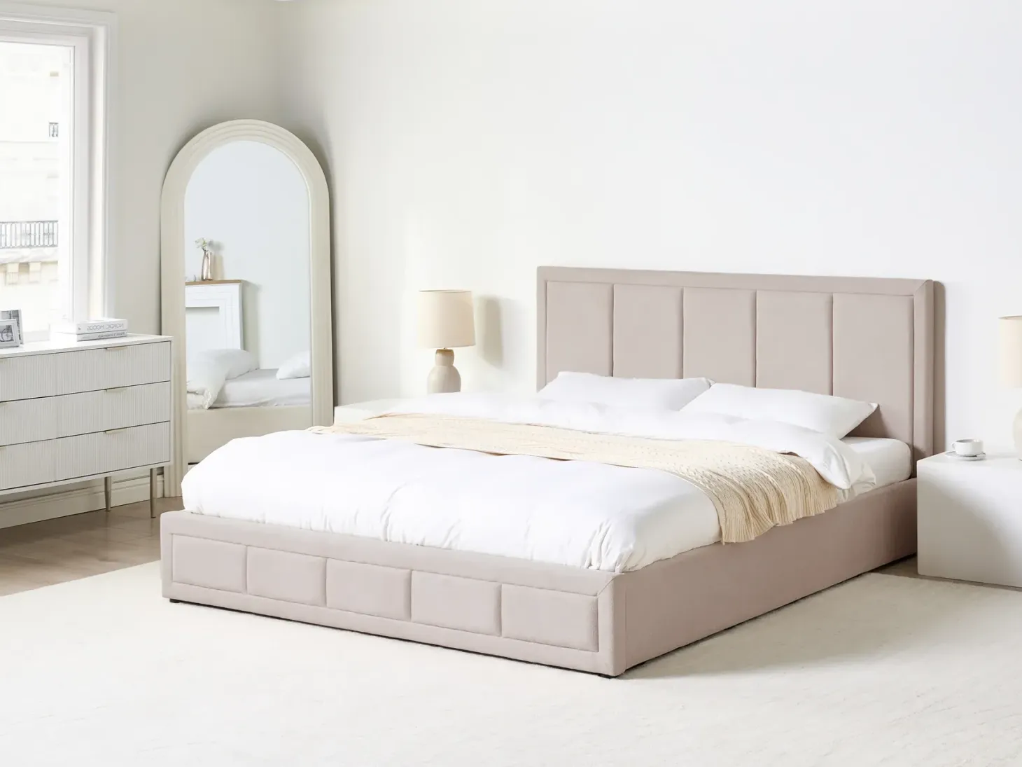 Seng med opbevaring QUIBERON Beige 180 x 200 cm