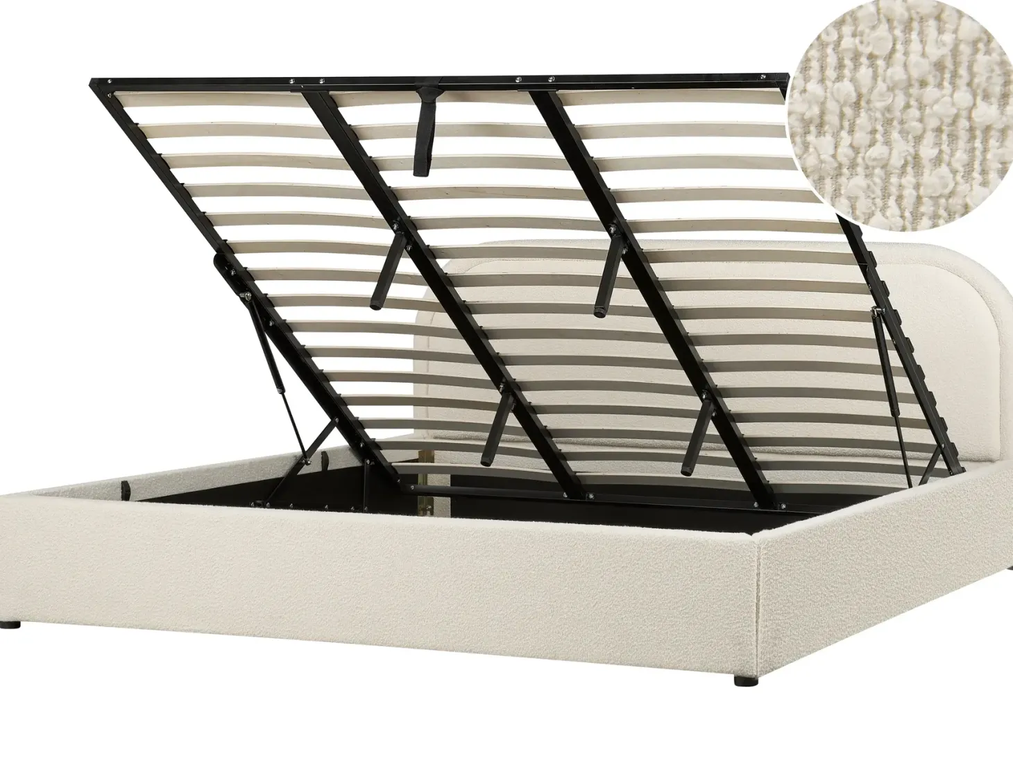 Seng med opbevaring QUILLIEN Boucle Lys Beige 180 x 200 cm