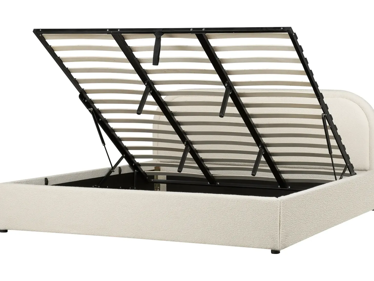 Seng med opbevaring QUILLIEN Boucle Lys Beige 180 x 200 cm