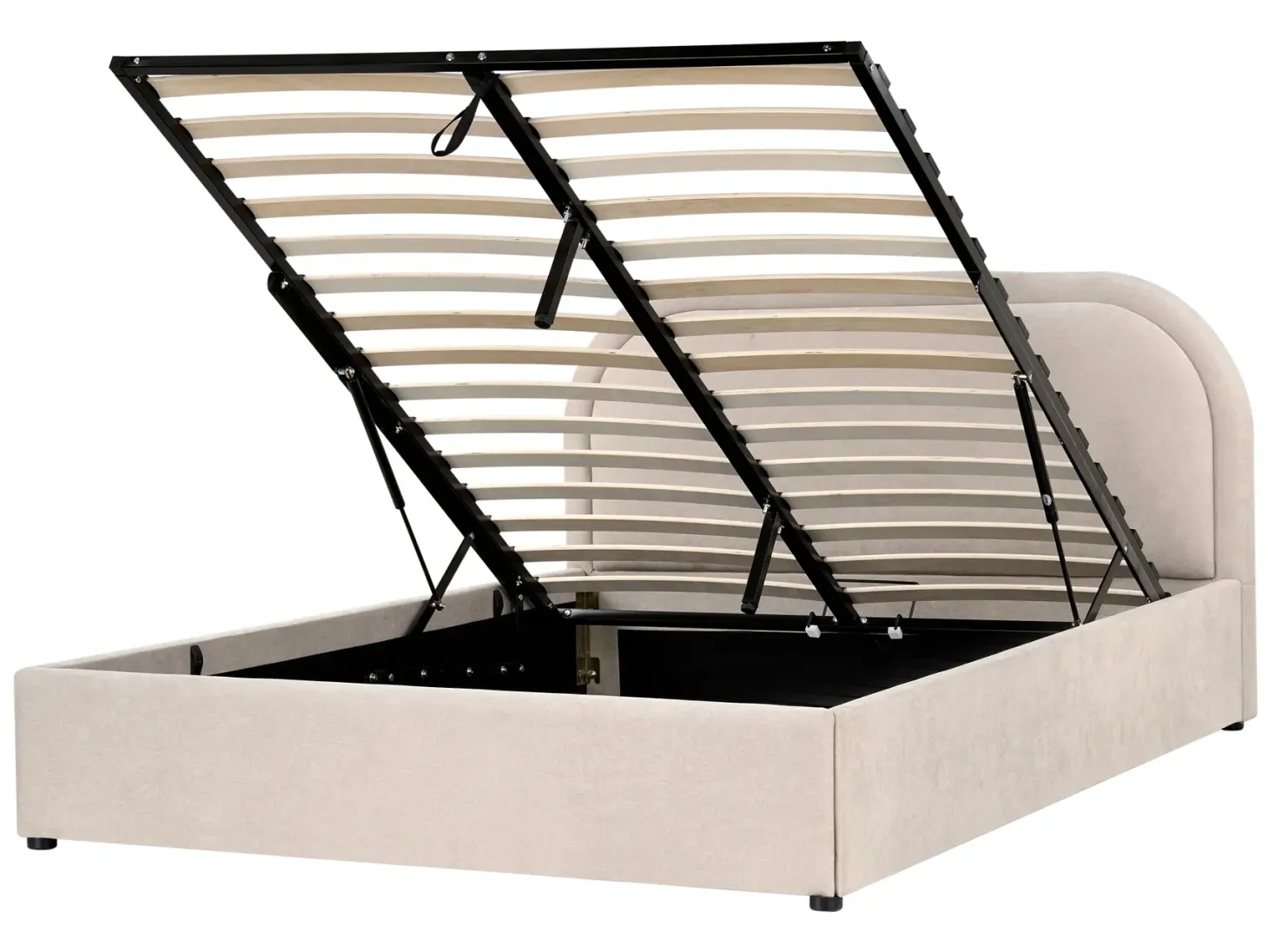 Seng med opbevaring QUILLIEN Chenille Lys Beige 140 x 200 cm