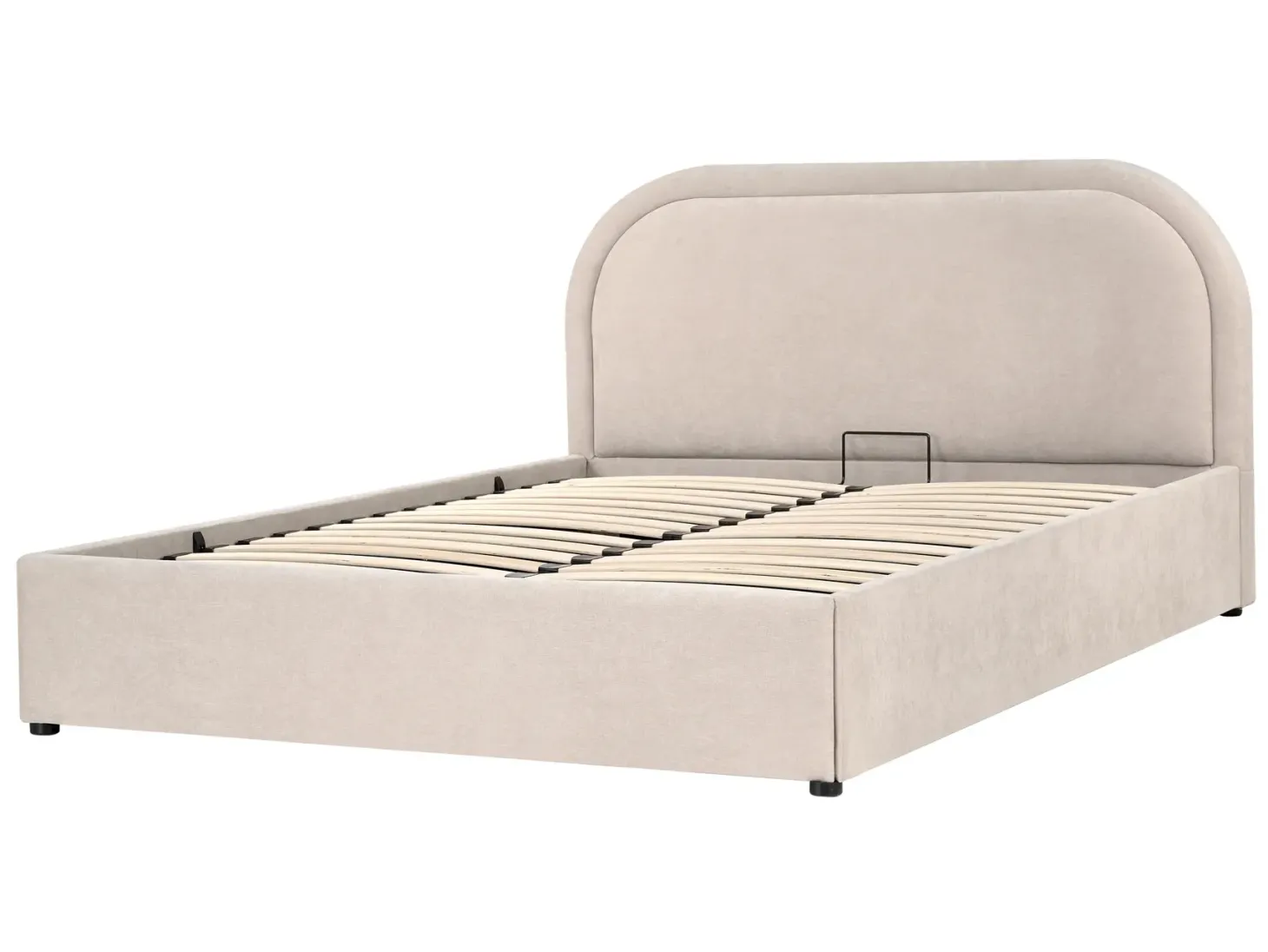 Seng med opbevaring QUILLIEN Chenille Lys Beige 140 x 200 cm