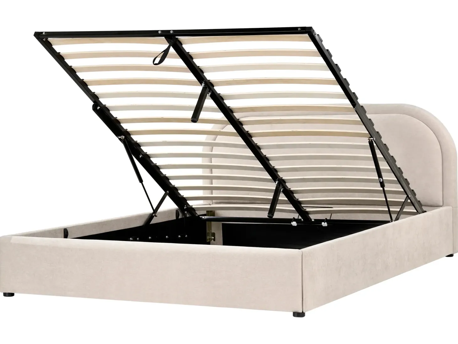 Seng med opbevaring QUILLIEN Chenille Lys Beige 160 x 200 cm