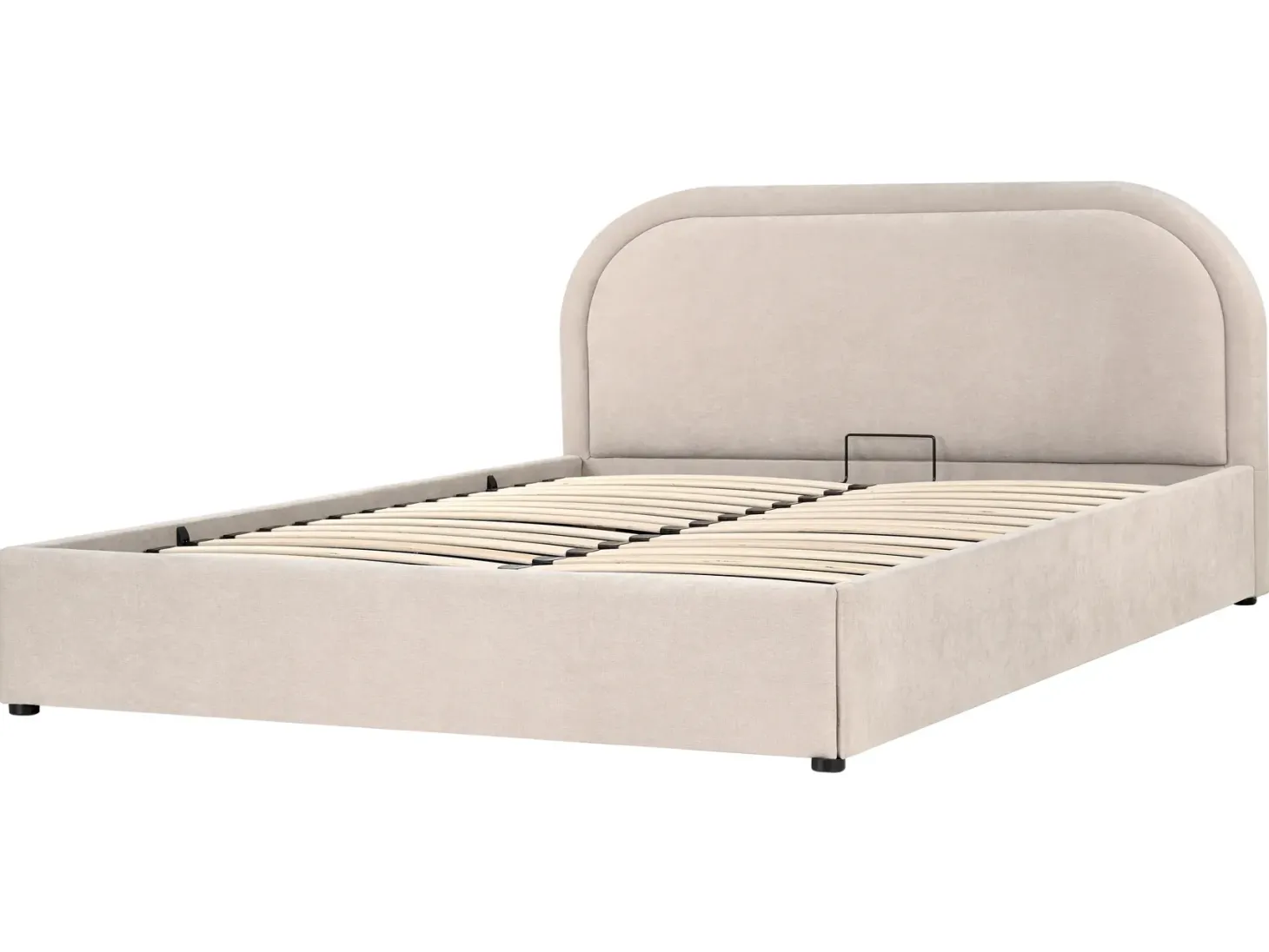 Seng med opbevaring QUILLIEN Chenille Lys Beige 160 x 200 cm