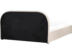 Seng med opbevaring QUILLIEN Chenille Lys Beige 160 x 200 cm
