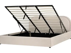 Seng med opbevaring QUILLIEN Chenille Lys Beige 180 x 200 cm