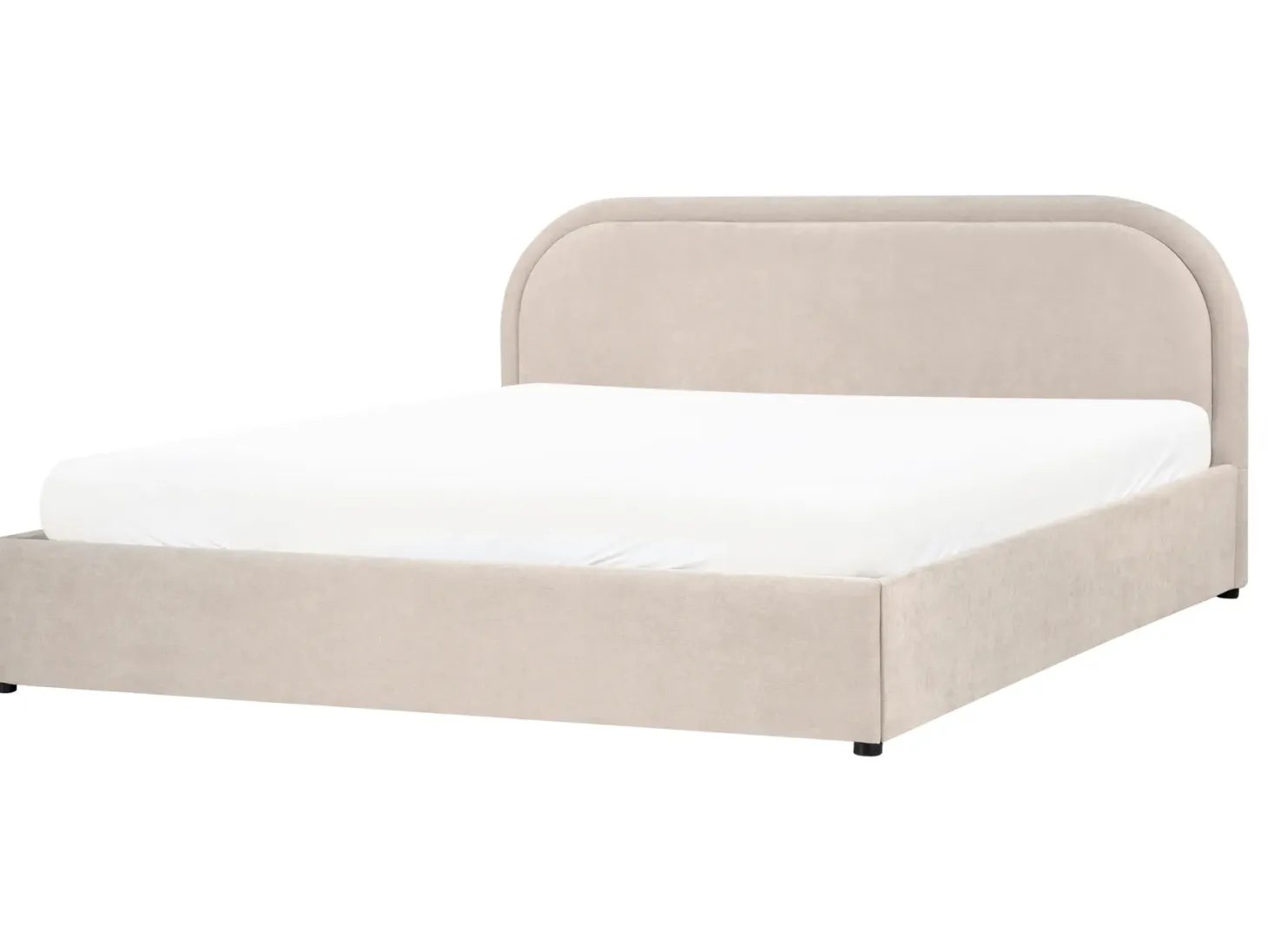 Seng med opbevaring QUILLIEN Chenille Lys Beige 180 x 200 cm
