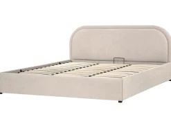 Seng med opbevaring QUILLIEN Chenille Lys Beige 180 x 200 cm