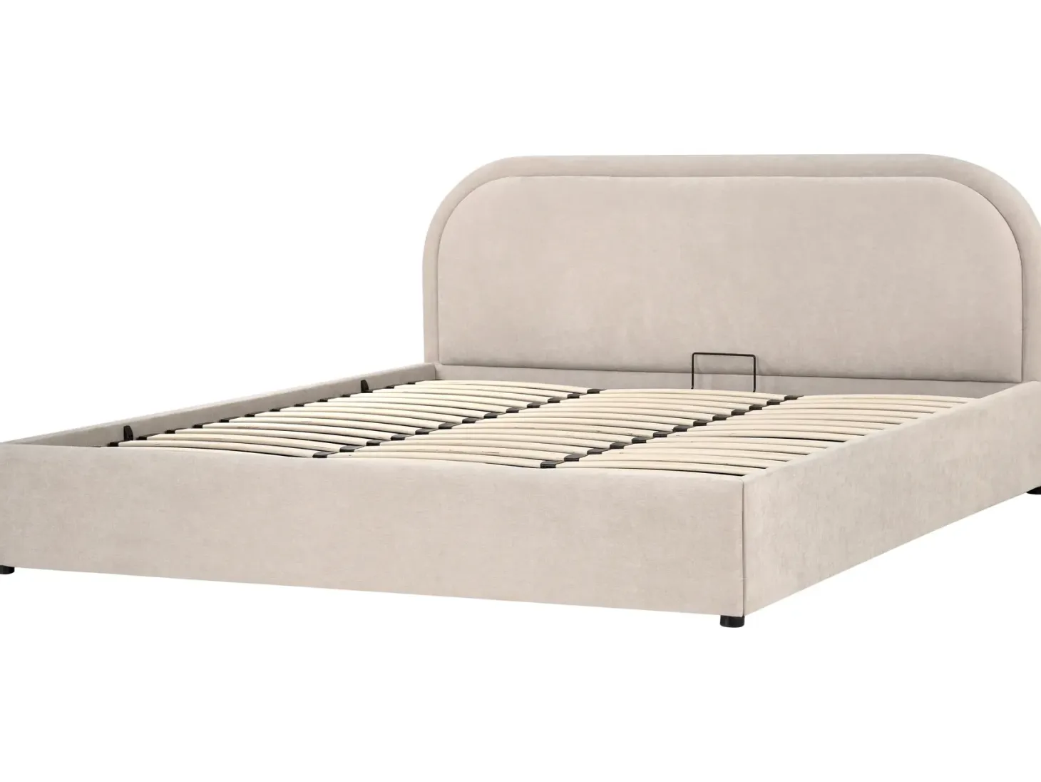 Seng med opbevaring QUILLIEN Chenille Lys Beige 180 x 200 cm