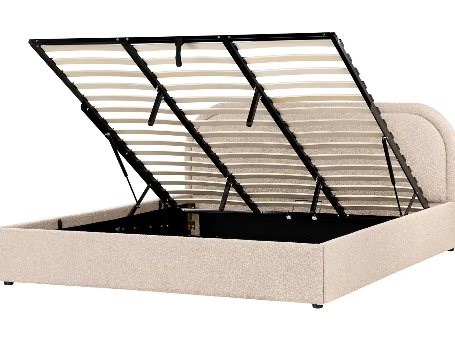 Seng med opbevaring QUILLIEN Boucle Beige 180 x 200 cm