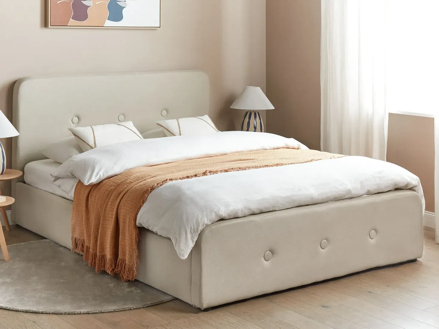 Seng med opbevaring RENNES Beige 160 x 200 cm