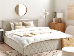 Seng med opbevaring ROCHEFORT Velour Beige 180 x 200 cm