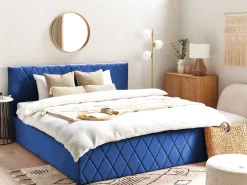 Seng med opbevaring ROCHEFORT Velour Navy Blå 180 x 200 cm