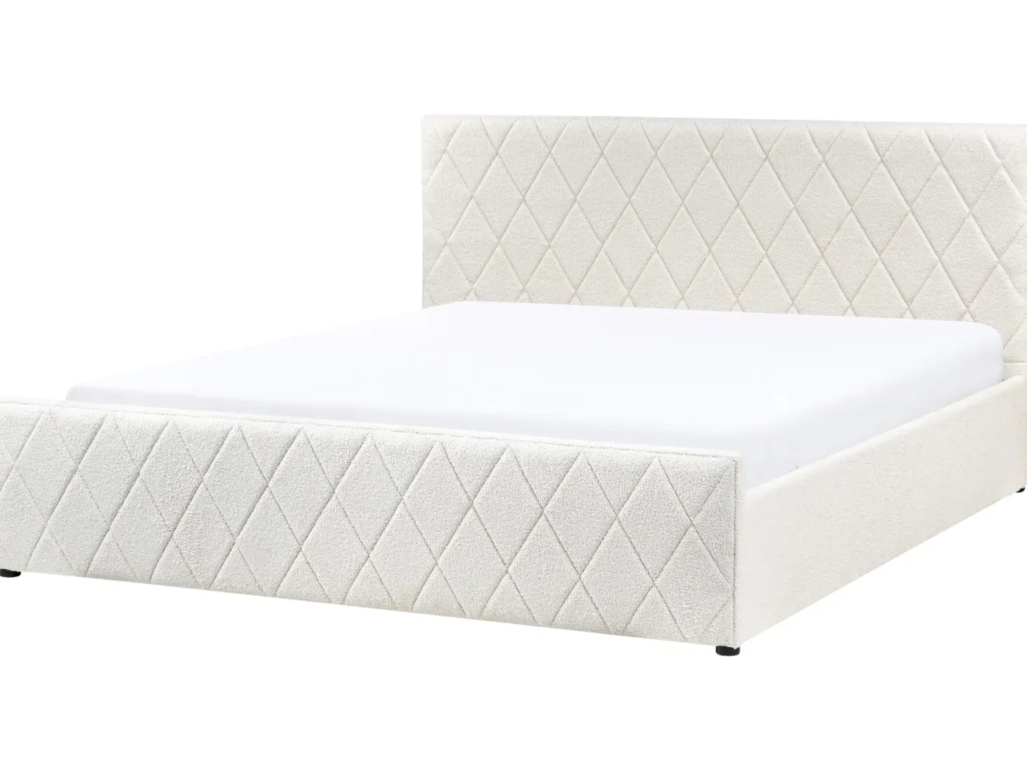 Seng med opbevaring ROCHEFORT Boucle Cremehvid 180 x 200 cm